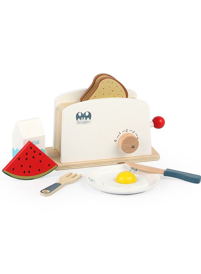 Children Wooden Pretend Play Simulation Toy Bread Toaster Kitchen Toys For Kids