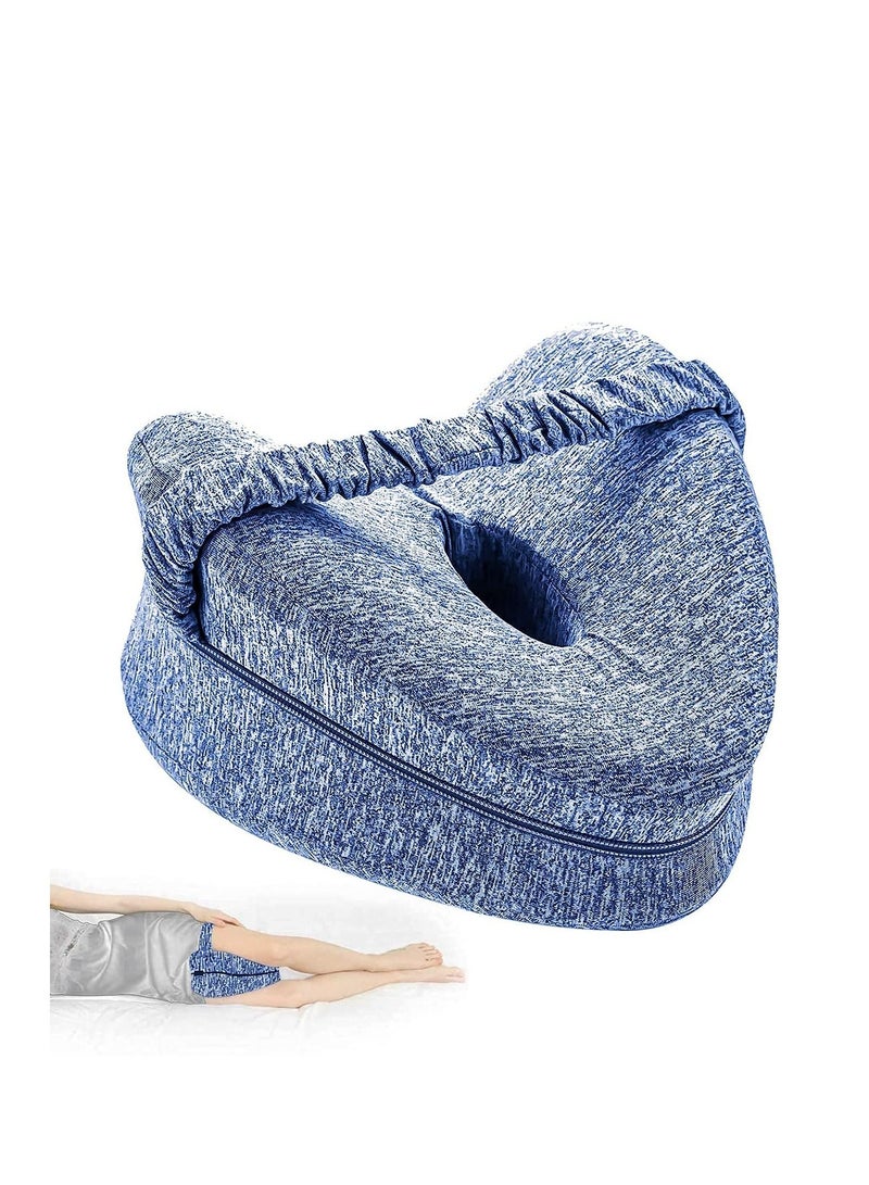 Knee Pillow for Side Sleepers with Elastic Strap, Memory Foam Leg Pillow, Ideal for Spine Alignment, Hip, Back & Joint Pain Relief , for Better Sleeping with Breathable & Washable Cover