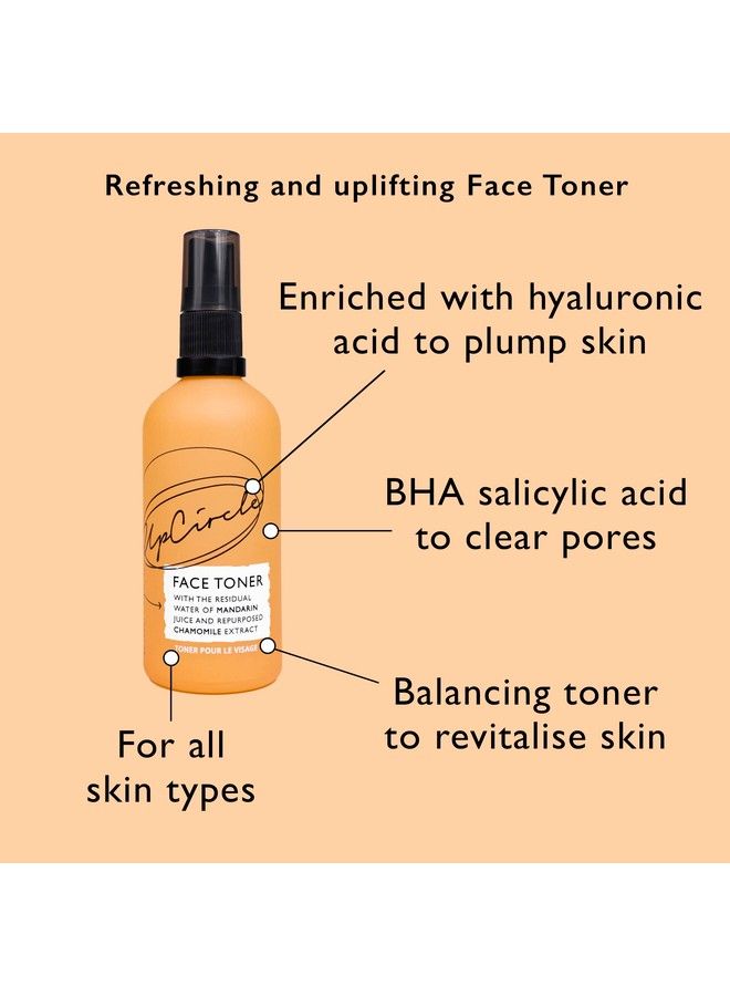 Face Toner With Hyaluronic Acid + Salicylic Acid 3.5Oz For Balancing Plumping + Soothing Mandarin Fruit Water Chamomile Extract + Glycerin Natural Vegan + Crueltyfree