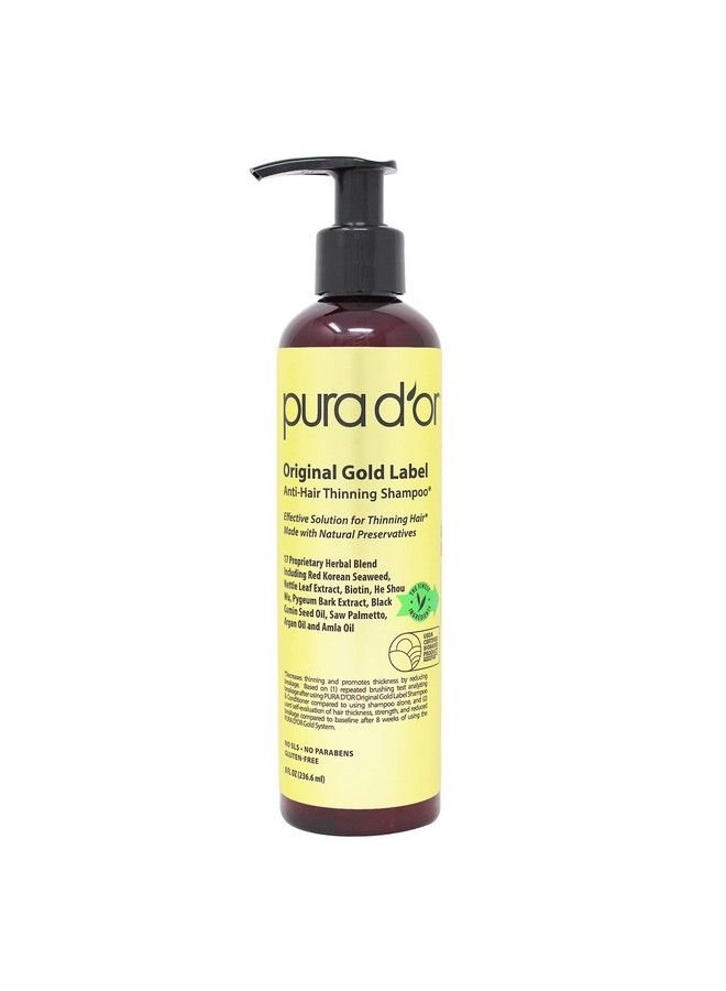 Original Gold Label Antithinning Biotin Shampoo Clinically Tested Proven Results Herbal Dht Blocker Hair Thickening Products For Women & Men Natural Shampoo For Color Treated Hair 8Oz