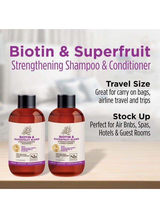 Biotin Conditioner Travel Size Biotin & Collagen Super Fruit Bulk 24 Pack Travel Toiletries | Volumizing & Softening Conditioner To Promote Hair Growth Strength 24Pack 3.3 Oz Each