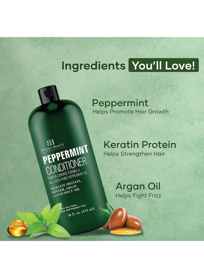 Peppermint Hair Conditioner Hair Conditioner For Dry Damaged And Color Treated Hair Volumizing Conditioner For Fine And Thin Hair Paraben & Sulfate Free Men & Women 16 Fl Oz