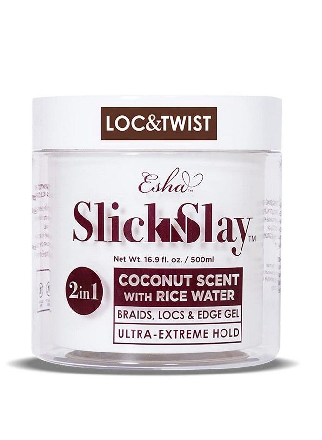 Slick N Slay Braiding Gel 3In1 Braid And Edge Gel Ultra Extreme Hold Gel For Hair Hydrating And Conditioning Shining Gel Fast Dry Locking Gel For Locs Twists Braids (Coconut 17 Oz.)