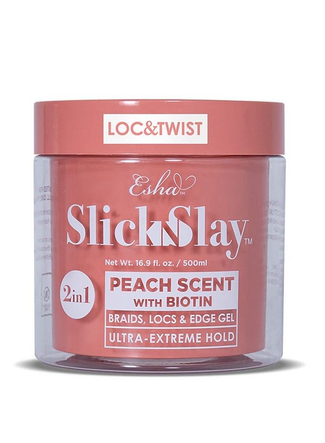Slick N Slay Braiding Gel 3In1 Braid And Edge Gel Ultra Extreme Hold Gel For Hair Hydrating And Conditioning Shining Gel Fast Dry Locking Gel For Locs Twists Braids (Peach 17 Oz.)
