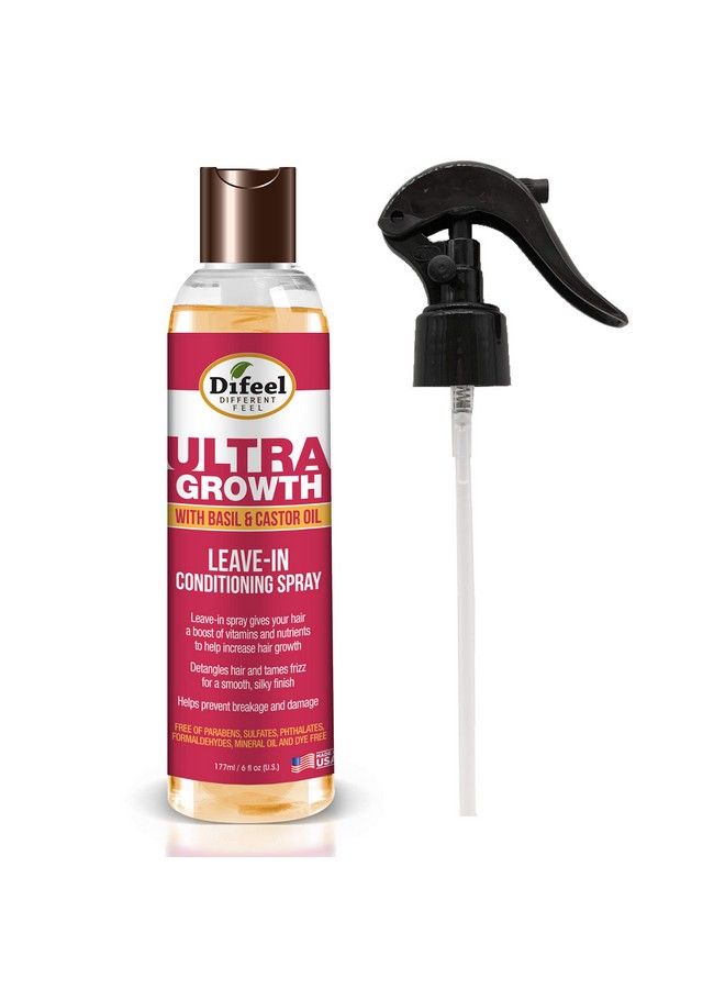Ultra Growth Basil & Castor Hair Oil Leave In Conditioning Treatment 6 Oz. With Spray Cap & Dispensing Cap