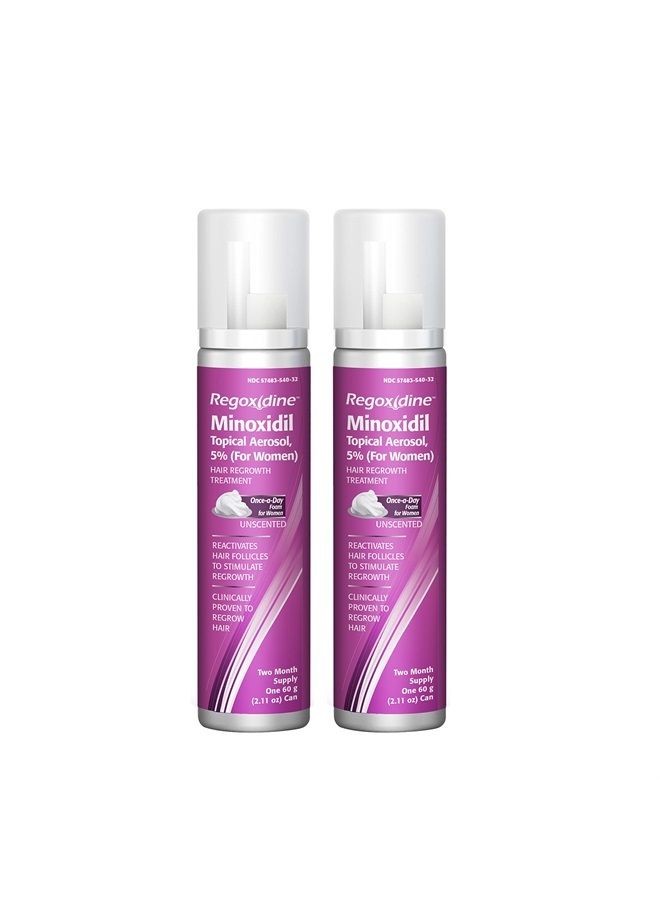 Women's Minoxidil Topical & Foam Helps Restore Top of Scalp Hair Loss and Support Hair Regrowth with Unscented Topical Treatment for Thinning Hair (5% Foam 4-Month Supply)
