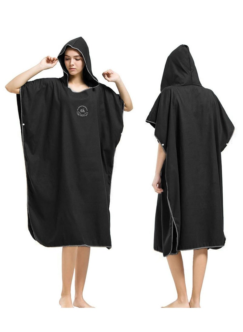 Microfiber Surf Poncho, Wetsuit Changing Bath Robe, Beach Change Cloak Dive Quick Dry Pool Swim Beach Towel with Hood for Adults