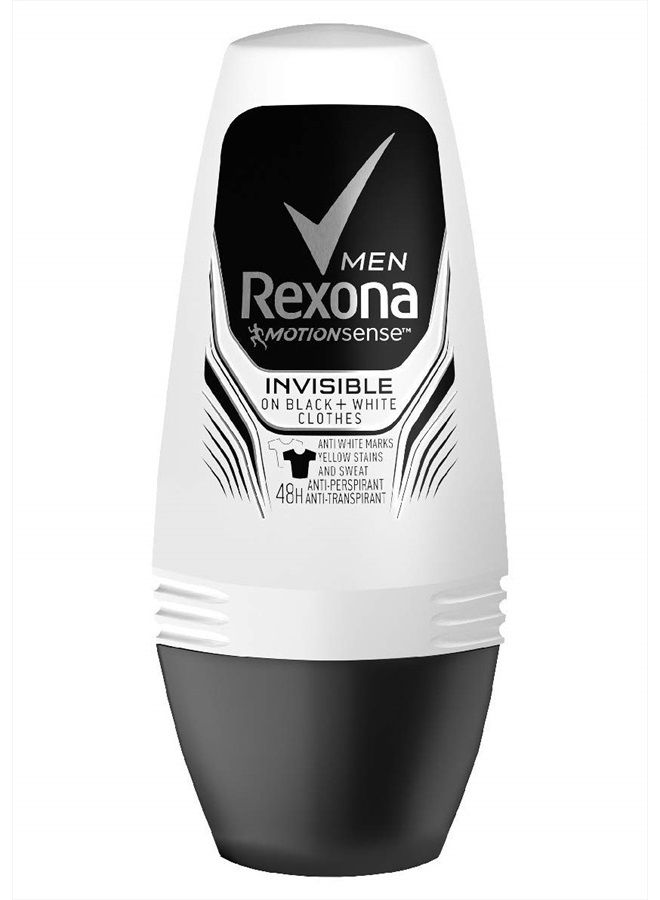 REXONA MEN MotionSense INVISIBLE BLACK + WHITE 48h ANTI-PERSPIRANT ROLL ON 50 ml