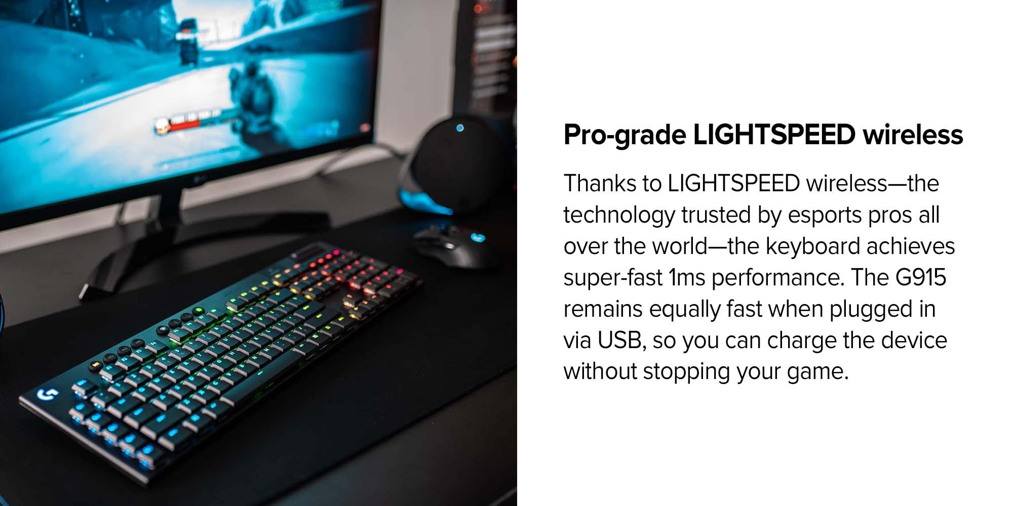 G915 Lightspeed RGB Mechanical Gaming Keyboard And Advanced Wireless And Bluetooth Support