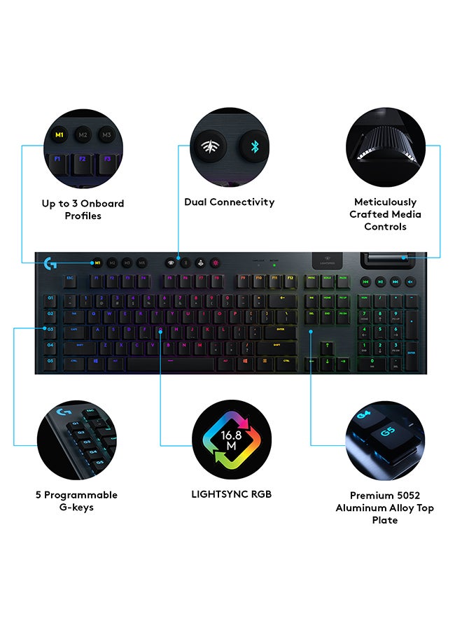 G915 Lightspeed RGB Mechanical Gaming Keyboard And Advanced Wireless And Bluetooth Support