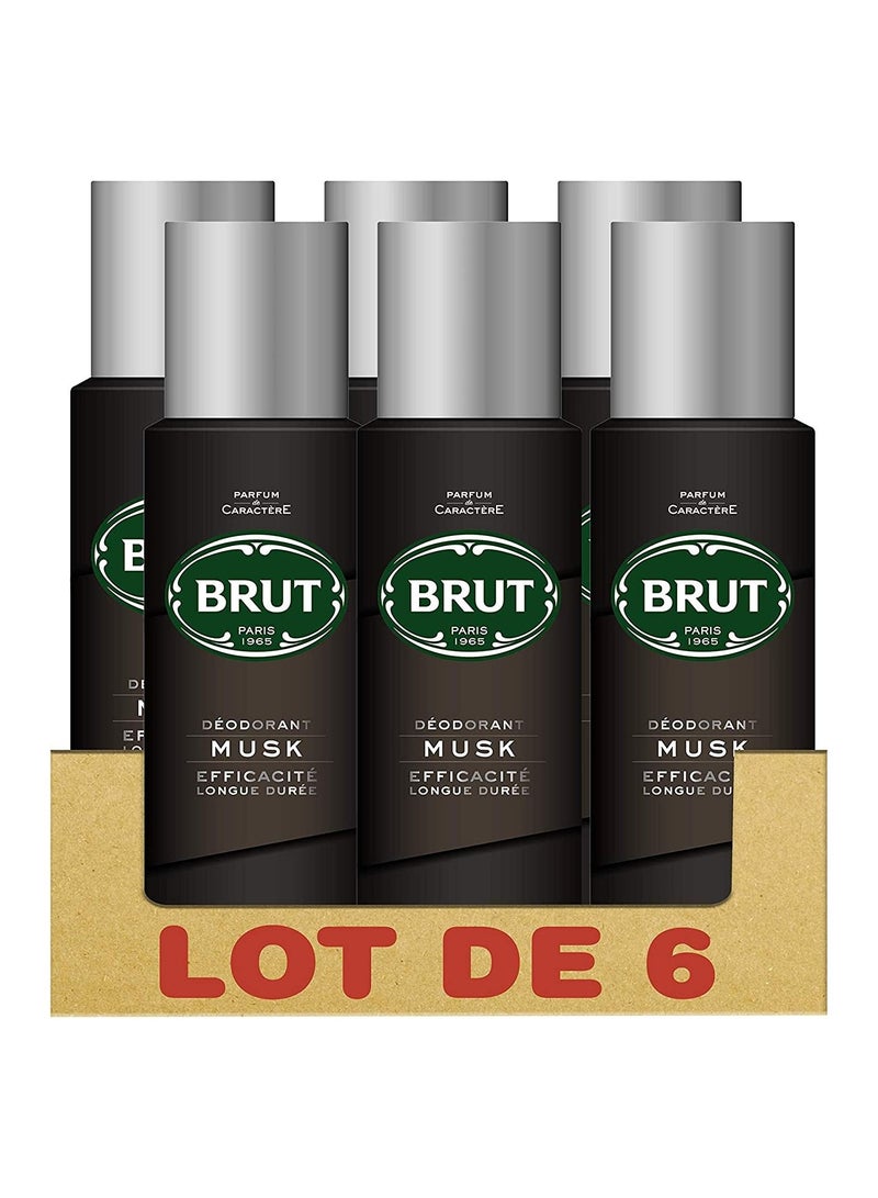 Brut Musk men's Deodorant spray 200ml - Pack of 6