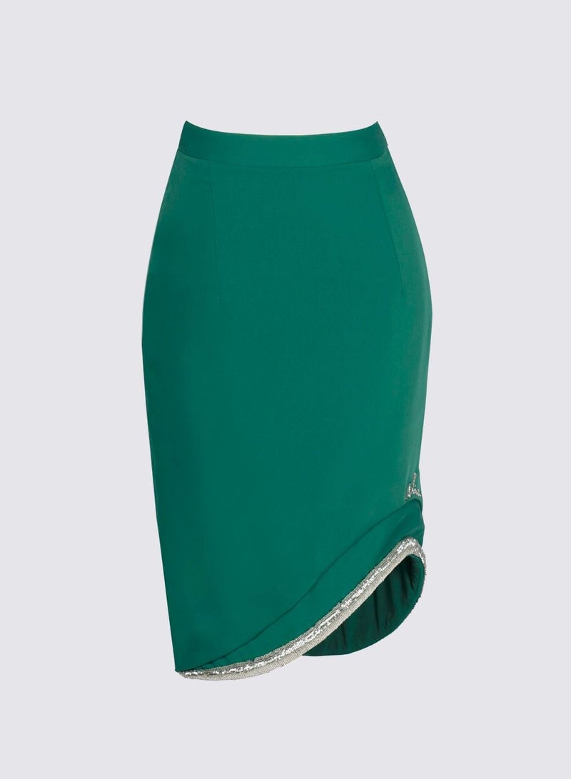 Moss-Rose Skirt Asymmetric Hem Skirt