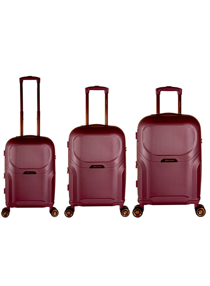 Trolley Luggage Sets 3 Piece Hardside Expandable Lightweight Durable Suitcase bag Sets Double Spinner Wheels TSA Lock red maroon colour