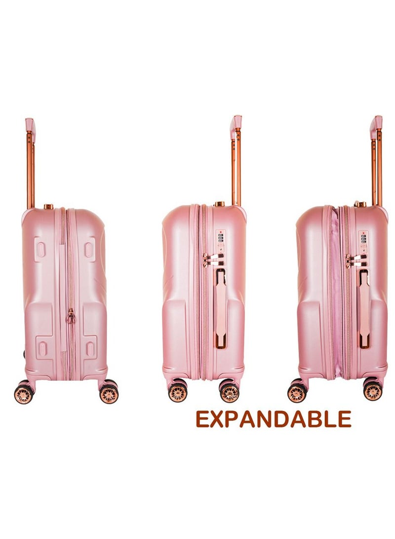 Trolley Luggage Sets 3 Piece Hard side Expandable Lightweight Durable Suitcase bag Sets Double Spinner Wheels TSA Lock rose gold colour