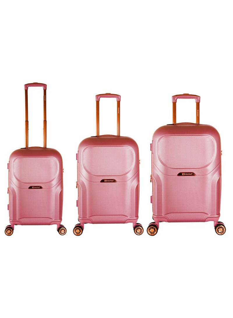 Trolley Luggage Sets 3 Piece Hard side Expandable Lightweight Durable Suitcase bag Sets Double Spinner Wheels TSA Lock rose gold colour