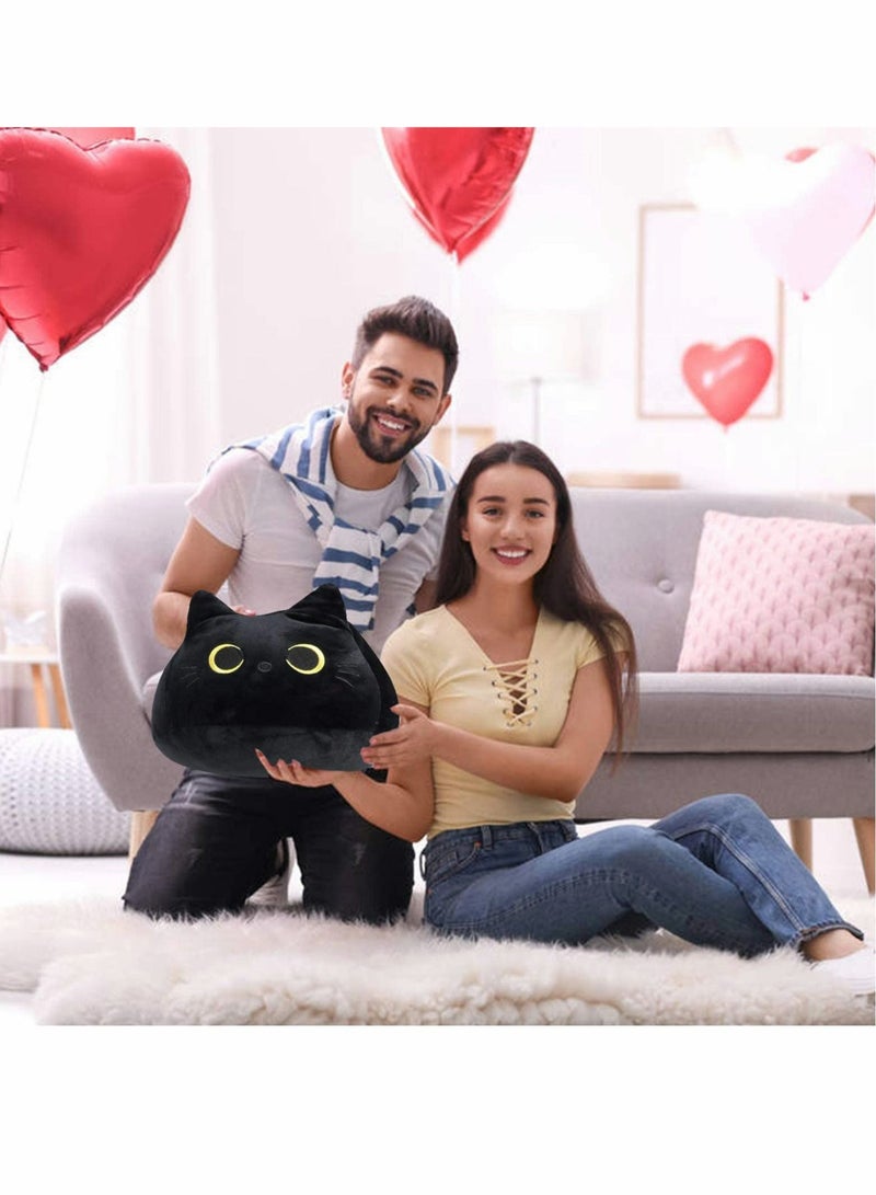 Plush Toy, 3D Black Cat Plush Toy Pillow, Cute Animal Cat-Shaped Stuffed Pillow Cushion Great Gifts / Gifted for Birthday , Valentine's Day , Give Girlfriend and Children,Black-15.7