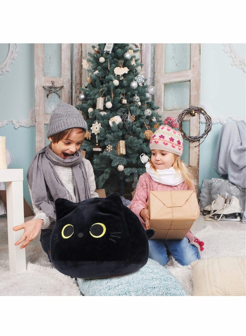 Plush Toy, 3D Black Cat Plush Toy Pillow, Cute Animal Cat-Shaped Stuffed Pillow Cushion Great Gifts / Gifted for Birthday , Valentine's Day , Give Girlfriend and Children,Black-15.7