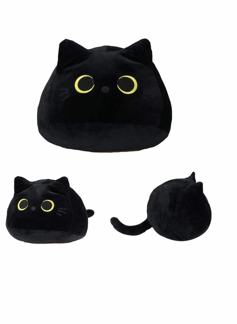 Plush Toy, 3D Black Cat Plush Toy Pillow, Cute Animal Cat-Shaped Stuffed Pillow Cushion Great Gifts / Gifted for Birthday , Valentine's Day , Give Girlfriend and Children,Black-15.7