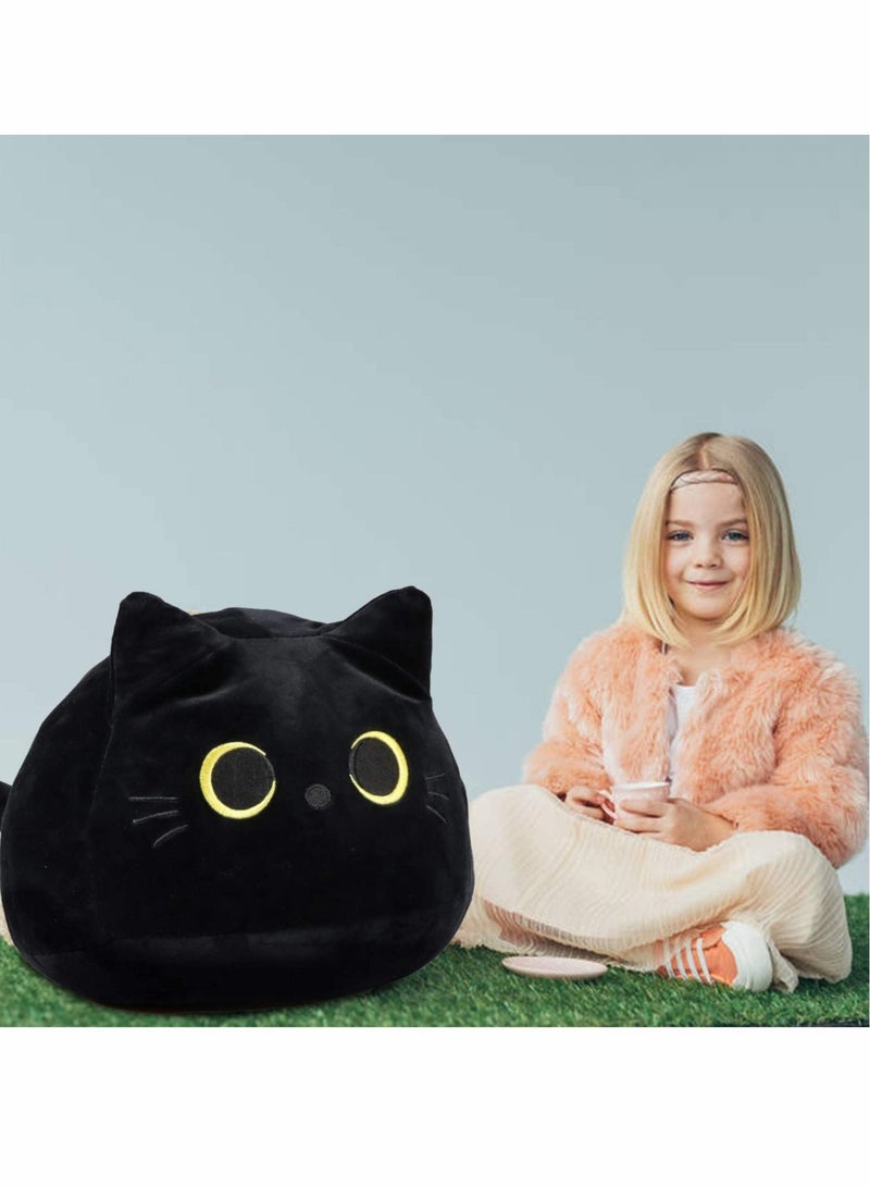 Plush Toy, 3D Black Cat Plush Toy Pillow, Cute Animal Cat-Shaped Stuffed Pillow Cushion Great Gifts / Gifted for Birthday , Valentine's Day , Give Girlfriend and Children,Black-15.7