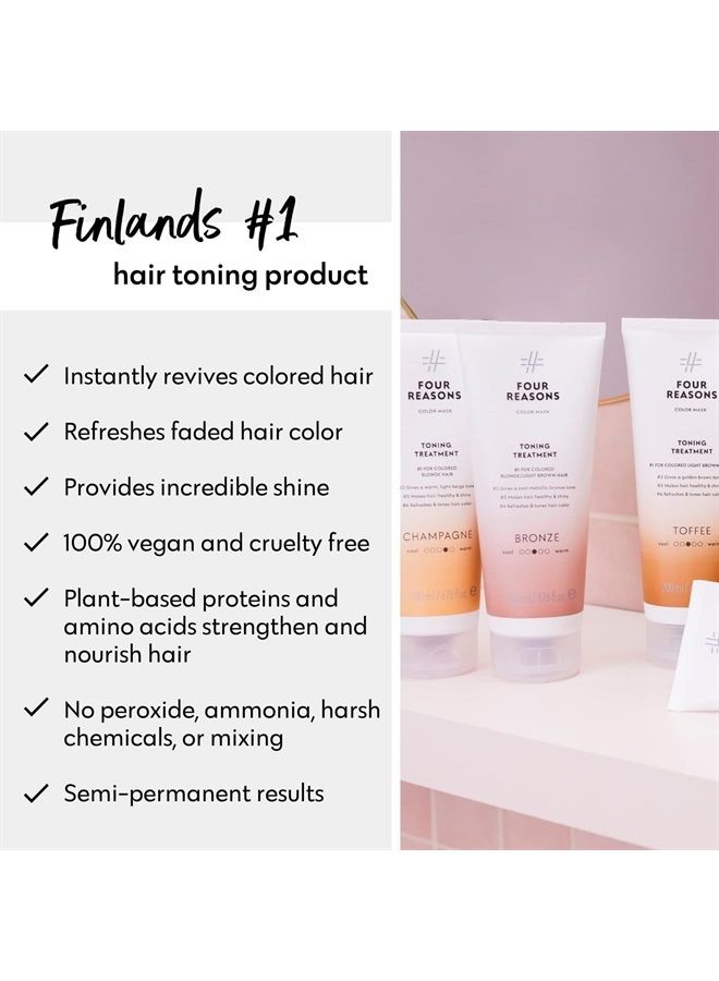 Color Mask Shampoo - Sulfate Free Toning Shampoo for Blonde and Light Brown Hair - Color Depositing Shampoo, VEGAN, 8.5 oz (Bronze)