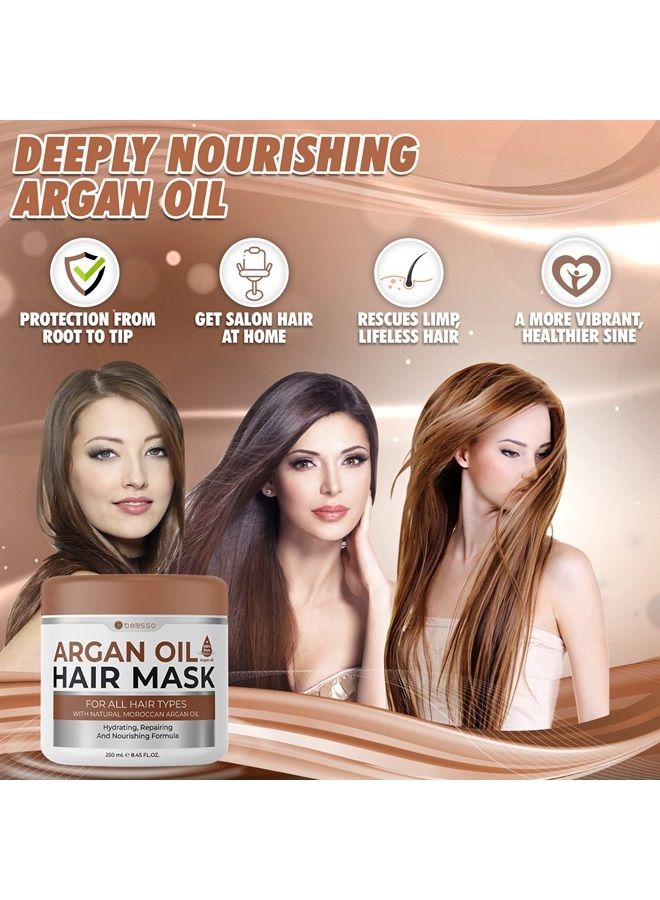 Moroccan Argan Oil Hair Mask - Deep Moisturizing Conditioner Treatment for Dry Damaged Frizzy and Color Treated Hair - Hydrating Product, Split End Moisturizer – Professional Salon Grade Products