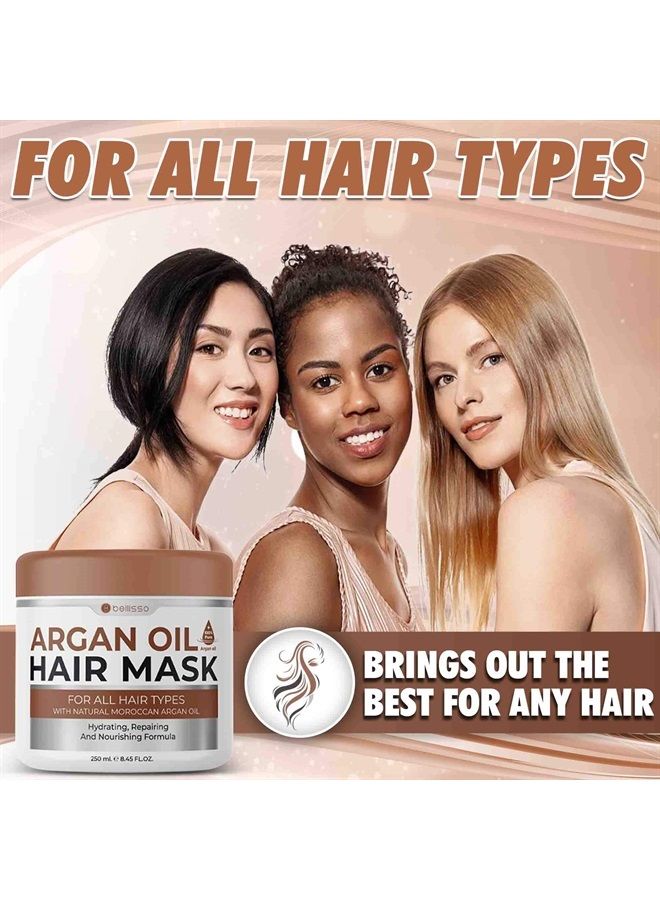 Moroccan Argan Oil Hair Mask - Deep Moisturizing Conditioner Treatment for Dry Damaged Frizzy and Color Treated Hair - Hydrating Product, Split End Moisturizer – Professional Salon Grade Products