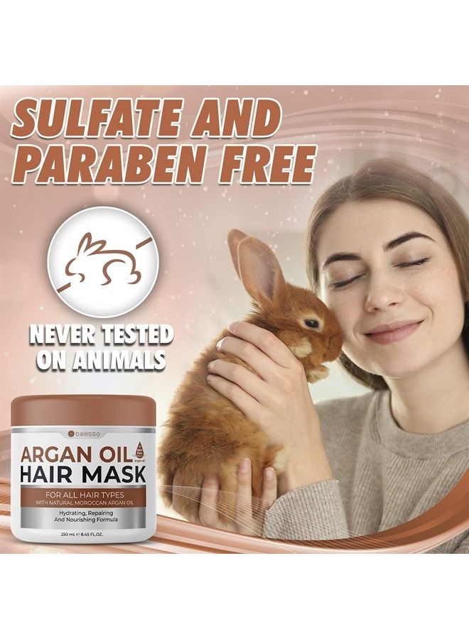 Moroccan Argan Oil Hair Mask - Deep Moisturizing Conditioner Treatment for Dry Damaged Frizzy and Color Treated Hair - Hydrating Product, Split End Moisturizer – Professional Salon Grade Products