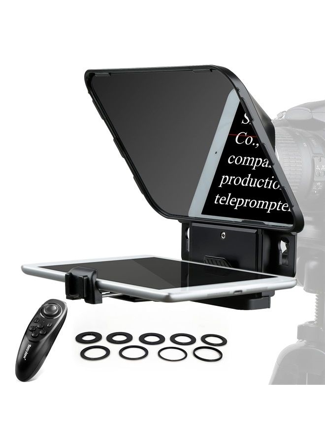 T3 Teleprompter for iPad Tablet iPhone up to 11 inch, High Definition 70/30 Beam Splitter Glass with Remote Control for DSLR Camera Smartphone Video Recording (9 Lens Adapter Ring)