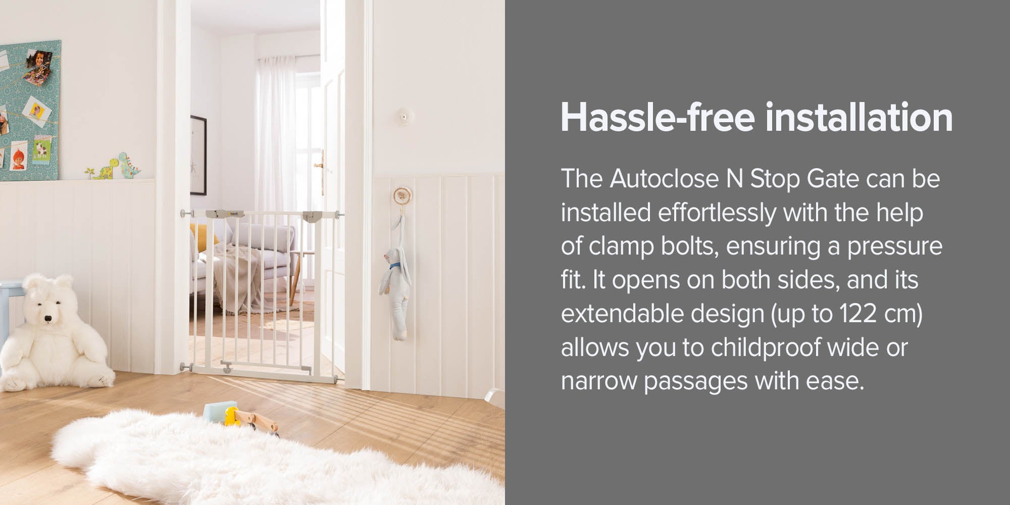 Autoclose N Stop Double Metal Safety Gate Lock for Newborn, White - 597255