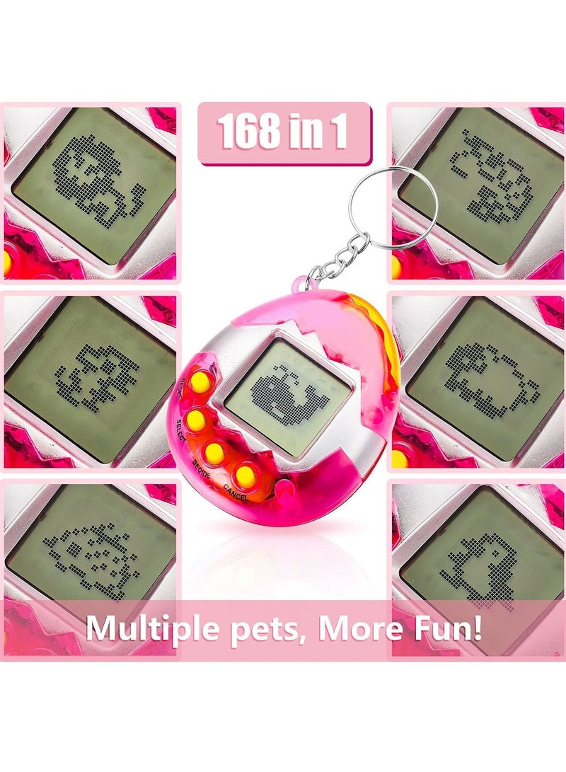 6 Pcs Virtual Pets Keychain Nostalgic Virtual Electronic Digital Pets Keychain Game Keyring Retro Handheld Game Machine Electronic Toys with 1 Piece Screwdriver (Internal battery)