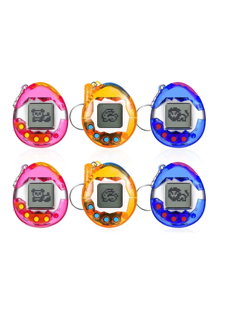 6 Pcs Virtual Pets Keychain Nostalgic Virtual Electronic Digital Pets Keychain Game Keyring Retro Handheld Game Machine Electronic Toys with 1 Piece Screwdriver (Internal battery)