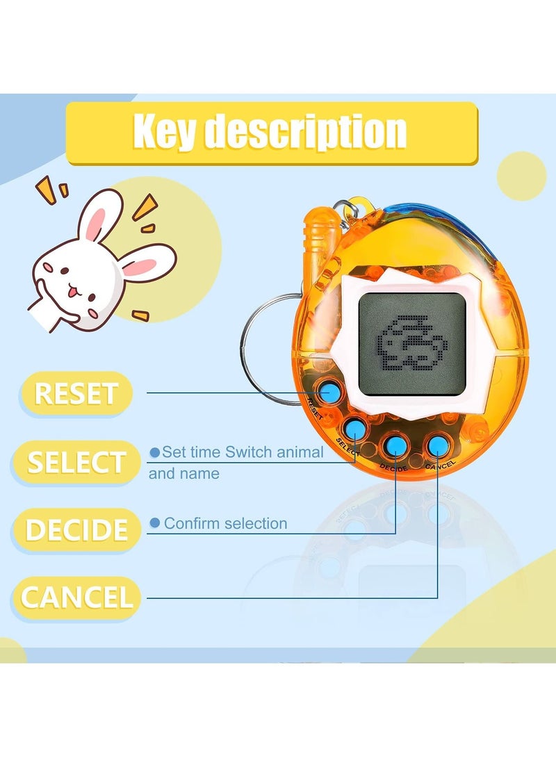 6 Pcs Virtual Pets Keychain Nostalgic Virtual Electronic Digital Pets Keychain Game Keyring Retro Handheld Game Machine Electronic Toys with 1 Piece Screwdriver (Internal battery)