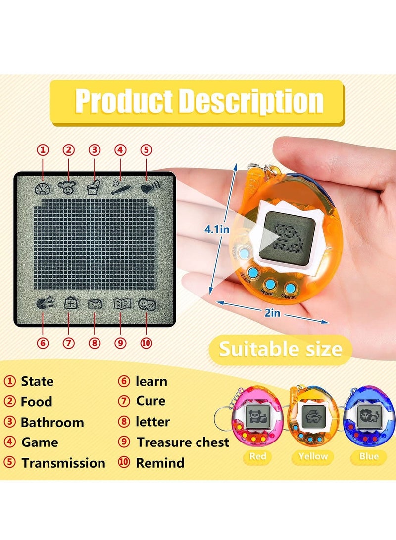 6 Pcs Virtual Pets Keychain Nostalgic Virtual Electronic Digital Pets Keychain Game Keyring Retro Handheld Game Machine Electronic Toys with 1 Piece Screwdriver (Internal battery)