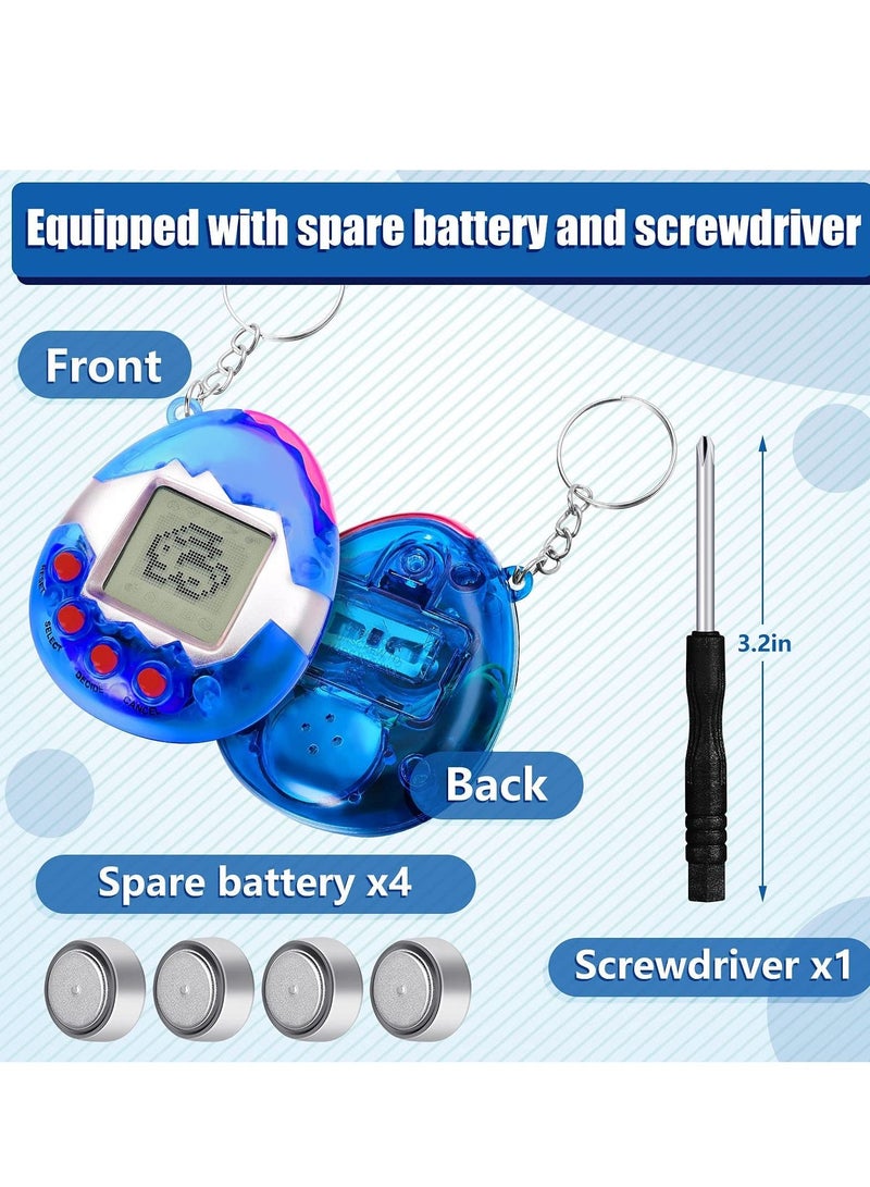 6 Pcs Virtual Pets Keychain Nostalgic Virtual Electronic Digital Pets Keychain Game Keyring Retro Handheld Game Machine Electronic Toys with 1 Piece Screwdriver (Internal battery)