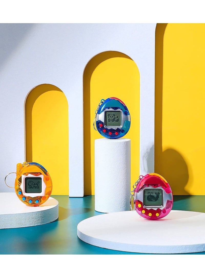 6 Pcs Virtual Pets Keychain Nostalgic Virtual Electronic Digital Pets Keychain Game Keyring Retro Handheld Game Machine Electronic Toys with 1 Piece Screwdriver (Internal battery)