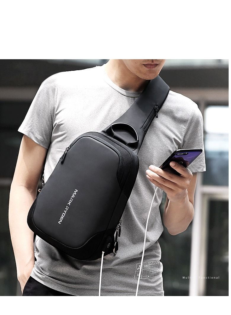 Mark Ryden -Back & Chest Bag, USB Charging, 9.7inch Ipad, Waterproof Oxford material , For Men