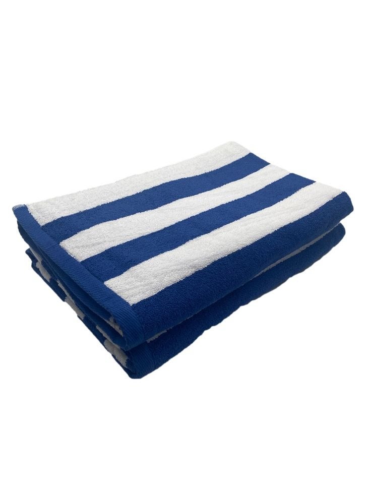 Petunia (Blue - White) Luxury Pool Towel (90 x 180 Cm -Set of 2) 100% Cotton, Highly Absorbent and Quick dry, Classic Hotel and Spa Quality Beach Towel -550 Gsm