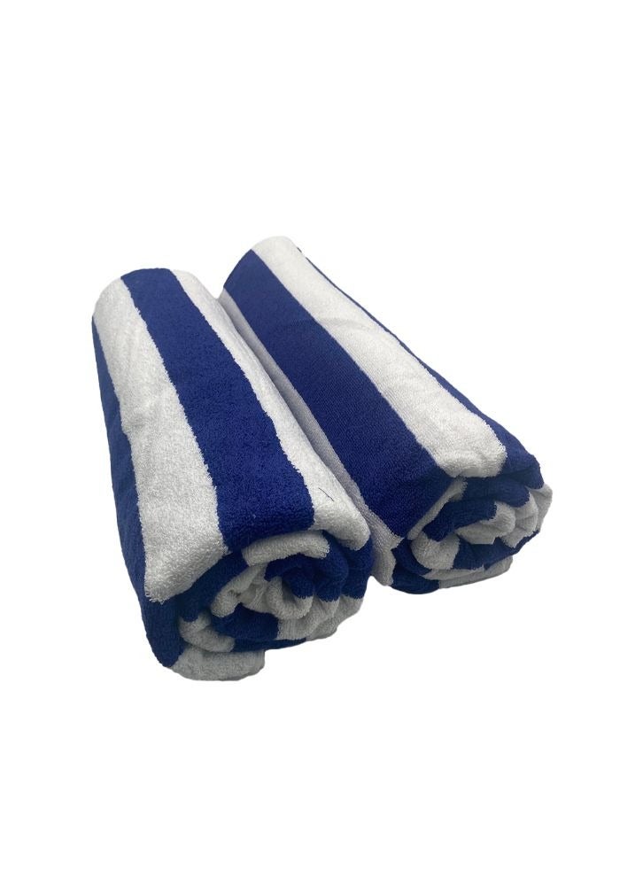 Petunia (Blue - White) Luxury Pool Towel (90 x 180 Cm -Set of 2) 100% Cotton, Highly Absorbent and Quick dry, Classic Hotel and Spa Quality Beach Towel -550 Gsm