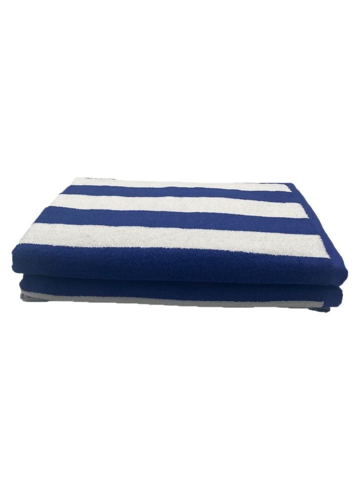 Petunia (Blue - White) Luxury Pool Towel (90 x 180 Cm -Set of 2) 100% Cotton, Highly Absorbent and Quick dry, Classic Hotel and Spa Quality Beach Towel -550 Gsm
