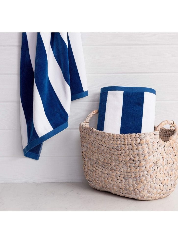 Petunia (Blue - White) Luxury Pool Towel (90 x 180 Cm -Set of 2) 100% Cotton, Highly Absorbent and Quick dry, Classic Hotel and Spa Quality Beach Towel -550 Gsm