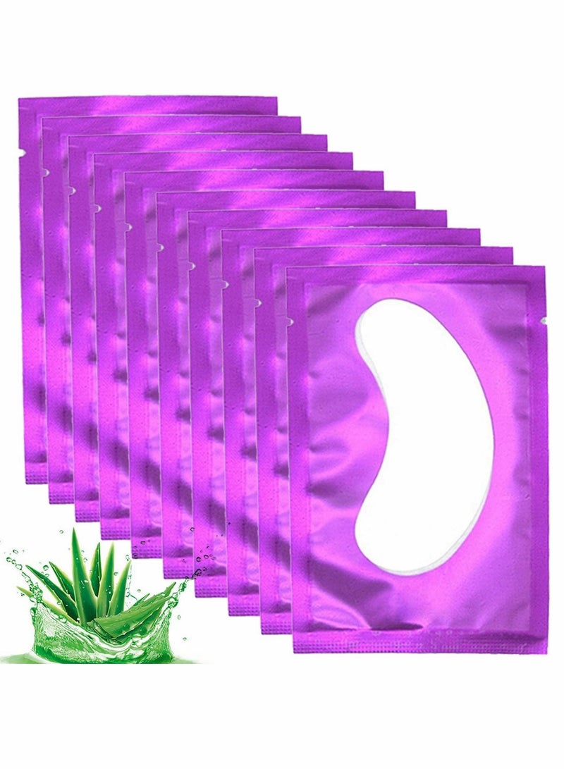 Under Eye Pads, 50 Pair Eyelash Extension Lint Free Gel Patches for Beauty Salon False Eyelash Extensions Grafting (Purple)