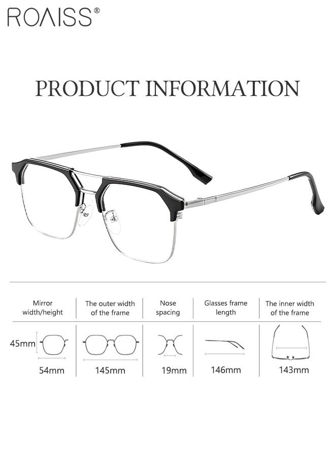 Blue Light Blocking Glasses Blue Light Filter Computer Reading Gaming TV Phones Browline Frame Eyeglasses Fashion Anti Eyestrain Headache Eyewear for Women Men Black Silver