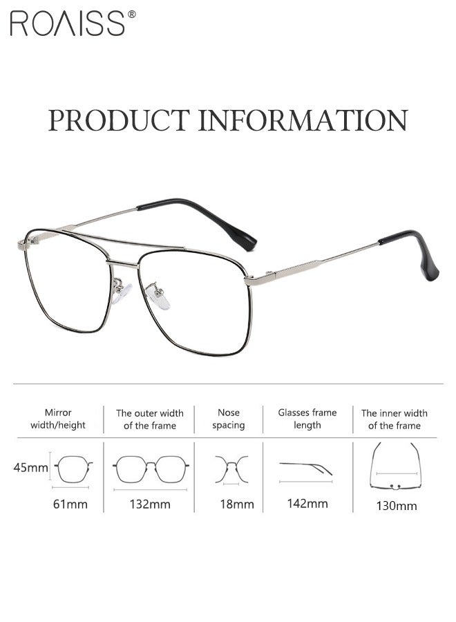 Blue Light Blocking Glasses Blue Light Filter Computer Reading Gaming TV Phones Oversized Eyeglasses Fashion Anti Eyestrain Headache Eyewear for Women Men Black Silver