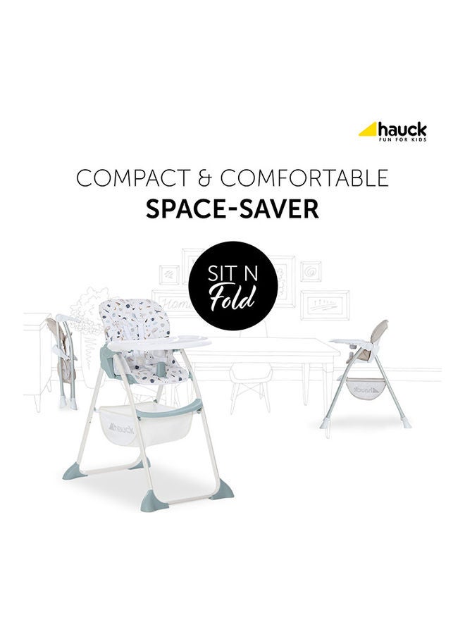 High Chair Sit N Fold, For Children From 6 Months To 15 Kg, Compact Foldable, Adjustable Back And Tray, Large Storage Basket, Space