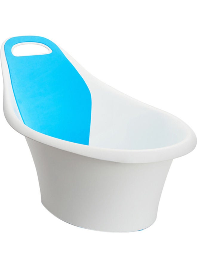 Sit and Soak Baby Bath Tub with Built-In Support Bump and Padded Foam Back Rest, Bonus Pull-Tab Drain and Storage Hook, 0-12 Months, White