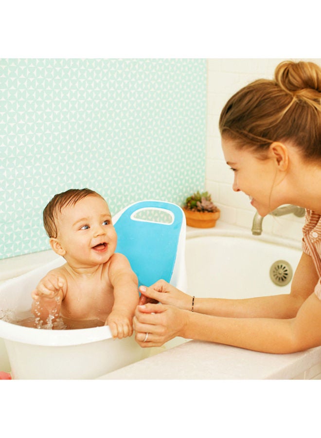 Sit and Soak Baby Bath Tub with Built-In Support Bump and Padded Foam Back Rest, Bonus Pull-Tab Drain and Storage Hook, 0-12 Months, White