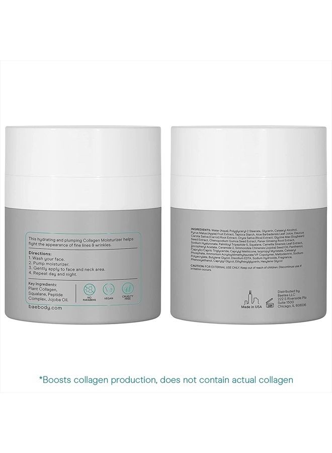 Critically Acclaimed Plant-Based Booster Collagen Cream for Face - Vegan Collagen Moisturizer, Anti-Aging Wrinkle Cream for Women and Men, 1.7 fl oz