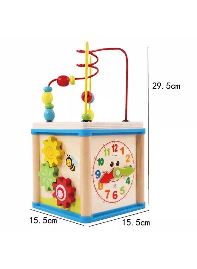 Educational 5 In 1 Wooden Garden Activity Cube For Baby