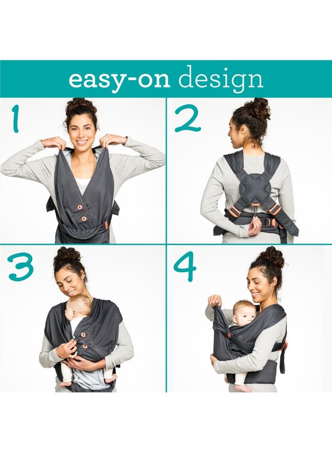 Hug And Cuddle Adjustable Hybrid Wrap Baby Carrier with Quilted Privacy Cover And Built-in Storage Pouch From 0 Months and Above - Black