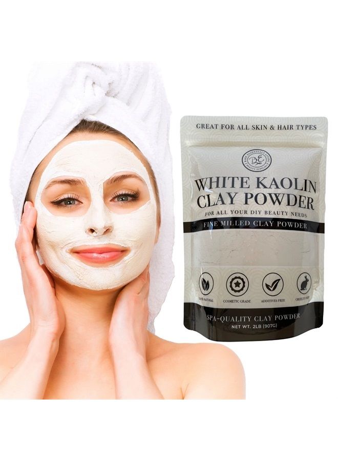 Natural White Kaolin Clay Powder – Great for DIY Spa Clay Face Mask Maker, Hair, Body, Soap, Deodorant, Bath Bomb, Makeup, Lotion & Gardening – Woman Owned & Sourced in the USA – 2 Pounds
